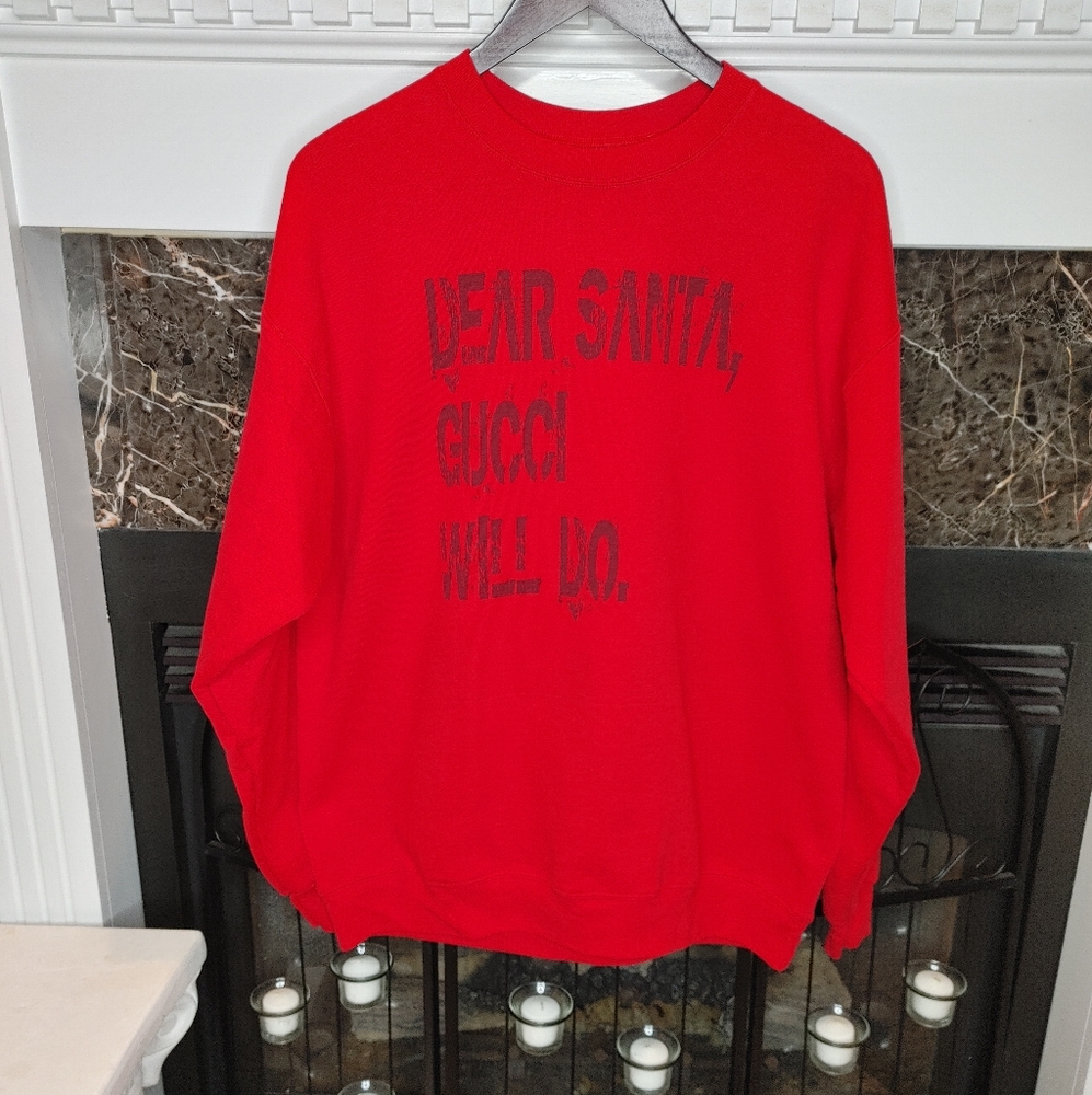 SASSY GIRL BOUTIQUE DEAR SANTA CHRISTMAS SWEATSHIRT, RED L - Picture 3 of 7